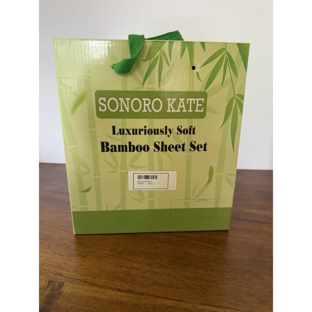 Sonoro Kate Luxuriously Soft Full Bamboo Sheet Set Beige Breathable 6 Pc NIB